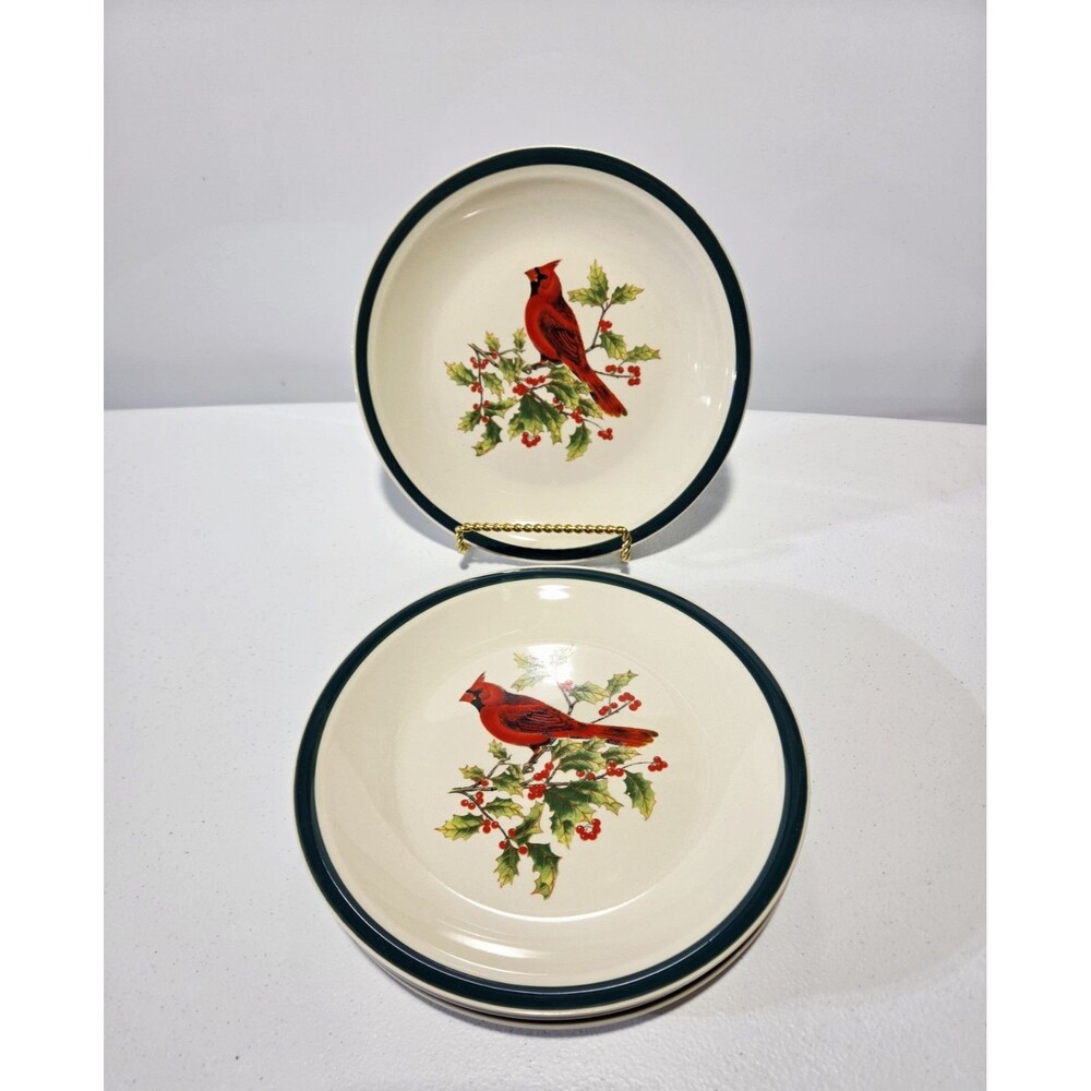 Thomson Pottery Coffee Tea Mugs Set Of 4 Salad Plates Christmas Winter 7.75"